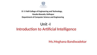 Unit no-1 Introduction to Artificial Intelligence | PPTX