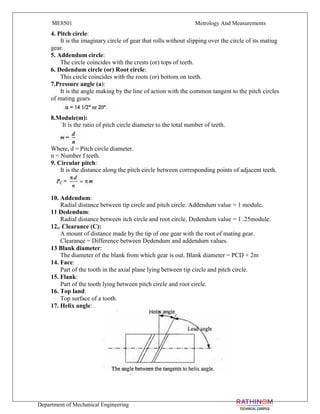 METROLOGY & MEASUREMENT Unit 1 notes (5 files merged) | PDF