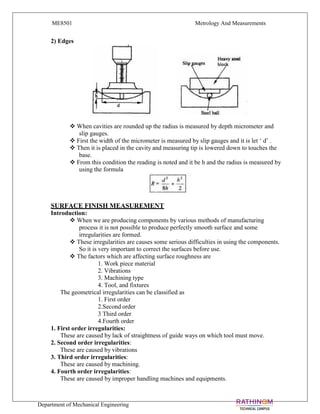 METROLOGY & MEASUREMENT Unit 1 notes (5 files merged) | PDF
