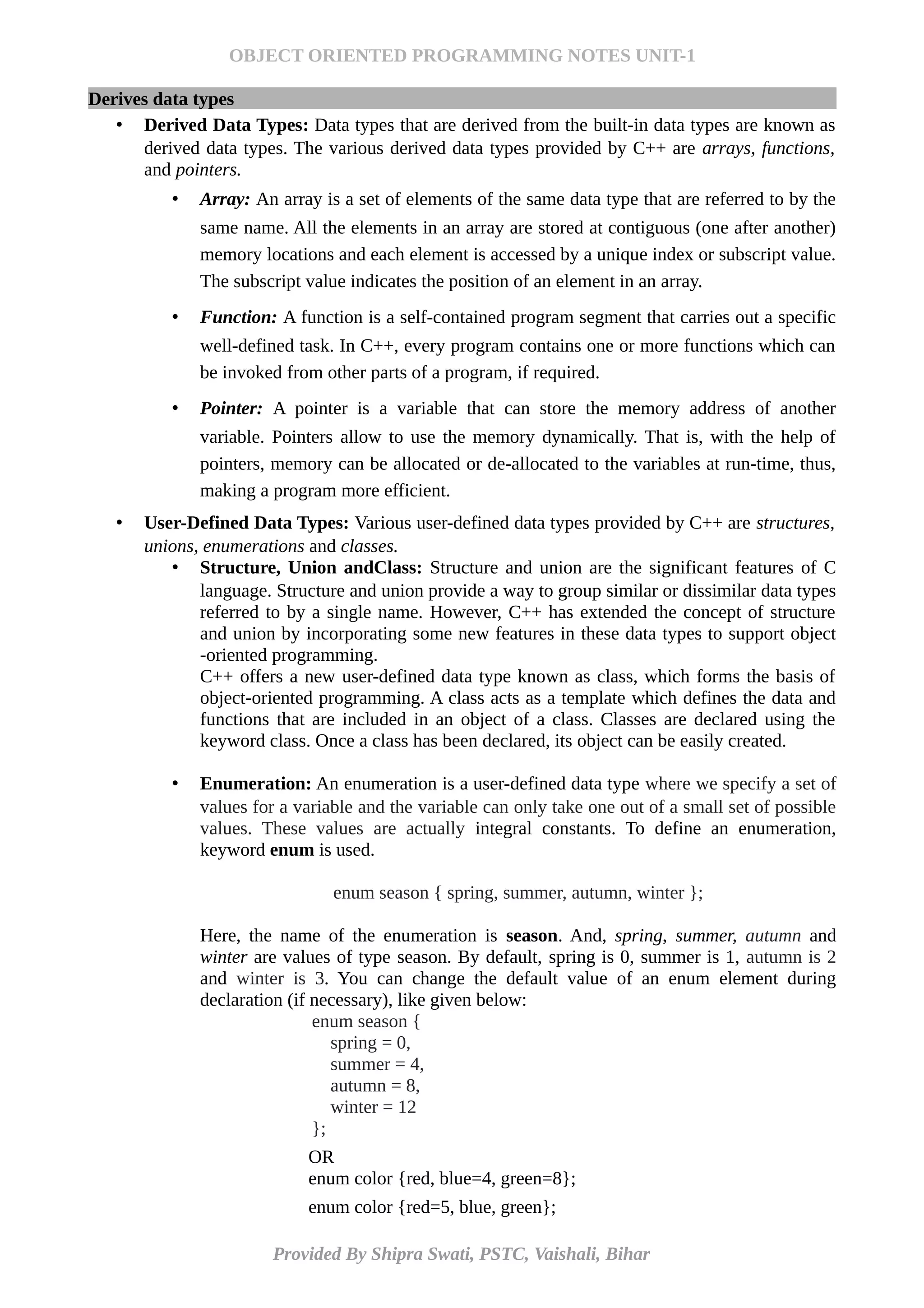 OOPS_Unit_1 | PDF