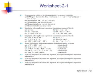 Digital Circuits
Worksheet-2-1
2-37
 