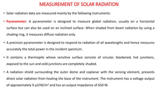 MEASUREMENT OF SOLAR RADIATION BY INSTRUMENTS | PDF