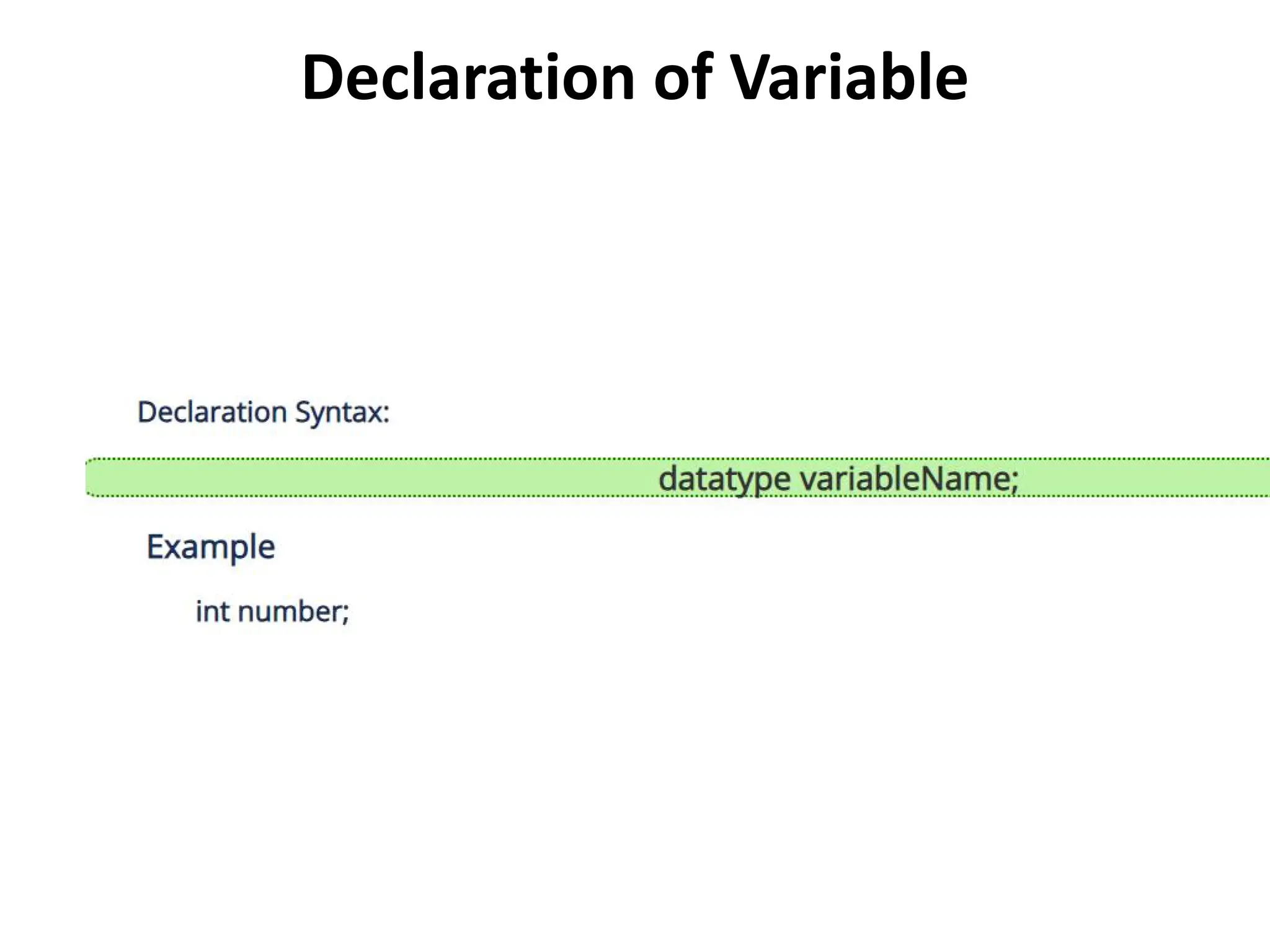 Declaration of Variable 