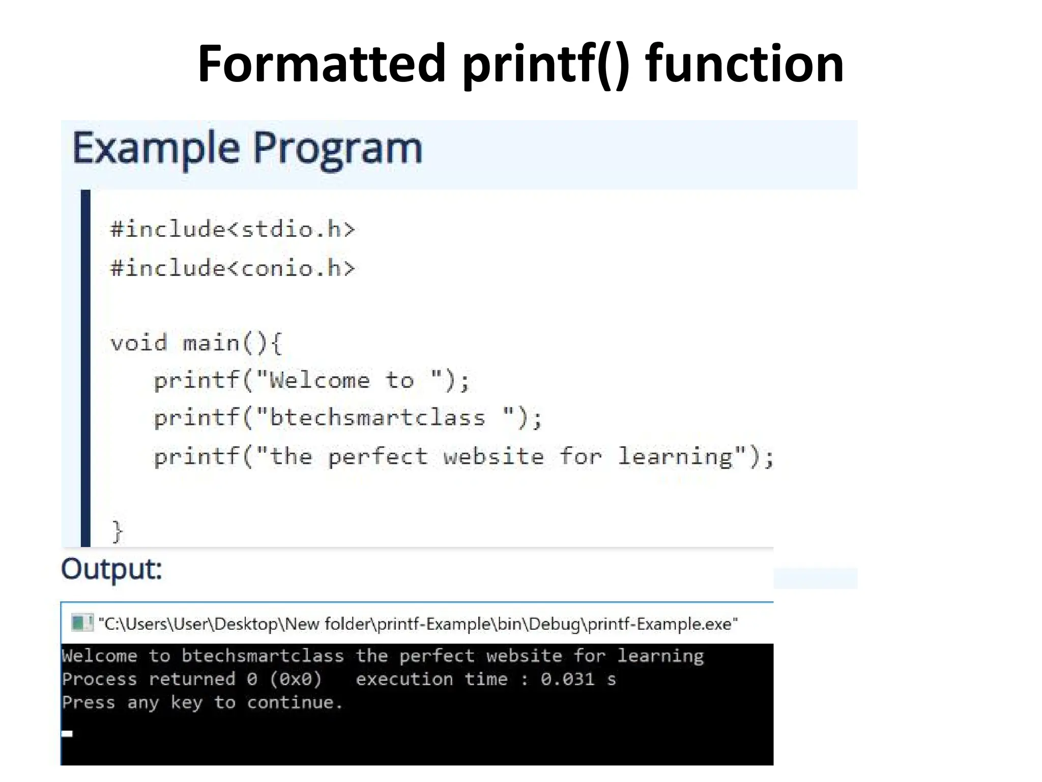 Formatted printf() function 