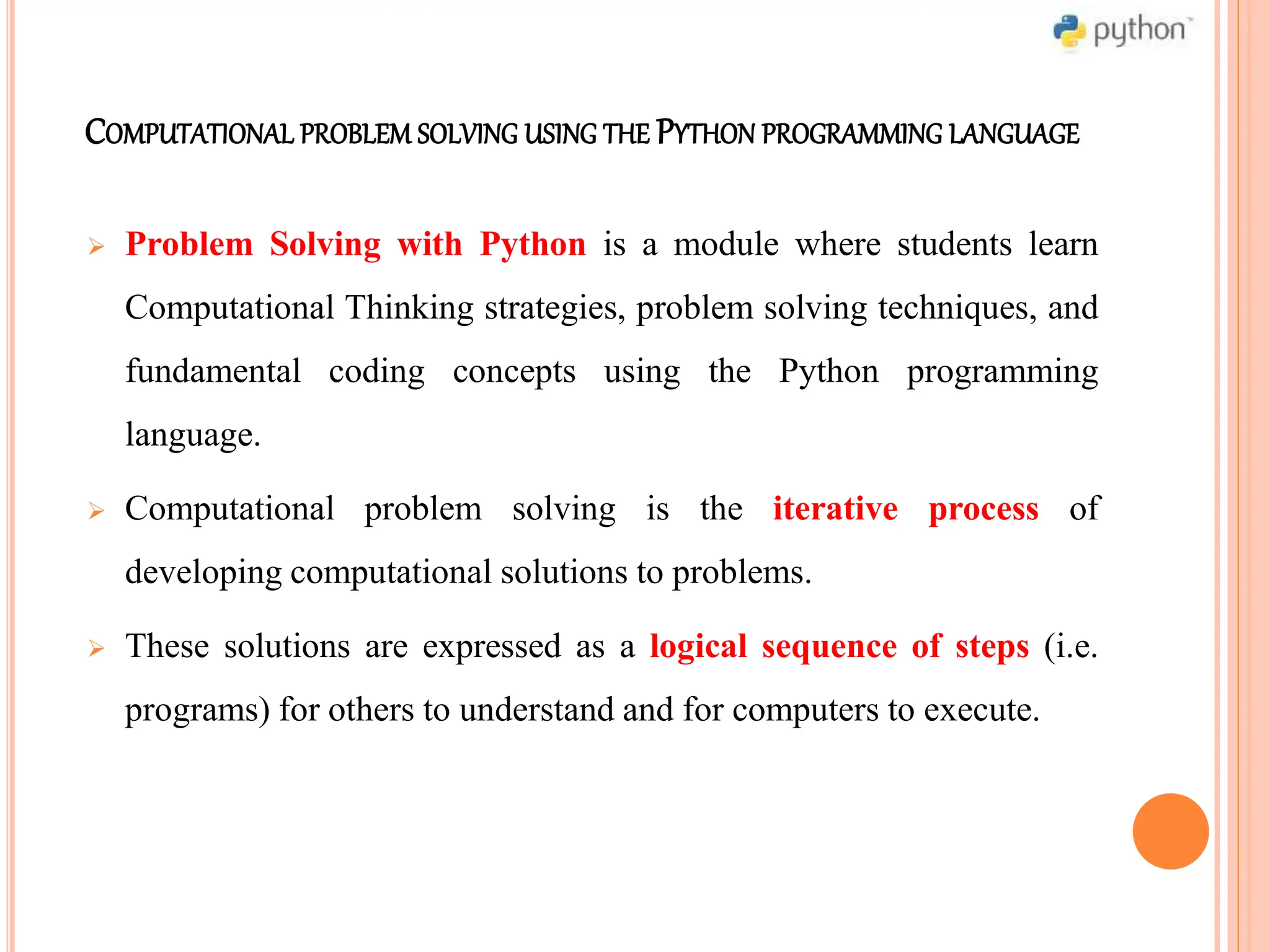 UNIT-1 : 20ACS04 – PROBLEM SOLVING AND PROGRAMMING USING PYTHON | PPTX ...