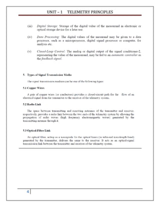 UNIT – 1 TELEMETRY PRINCIPLES
4
 