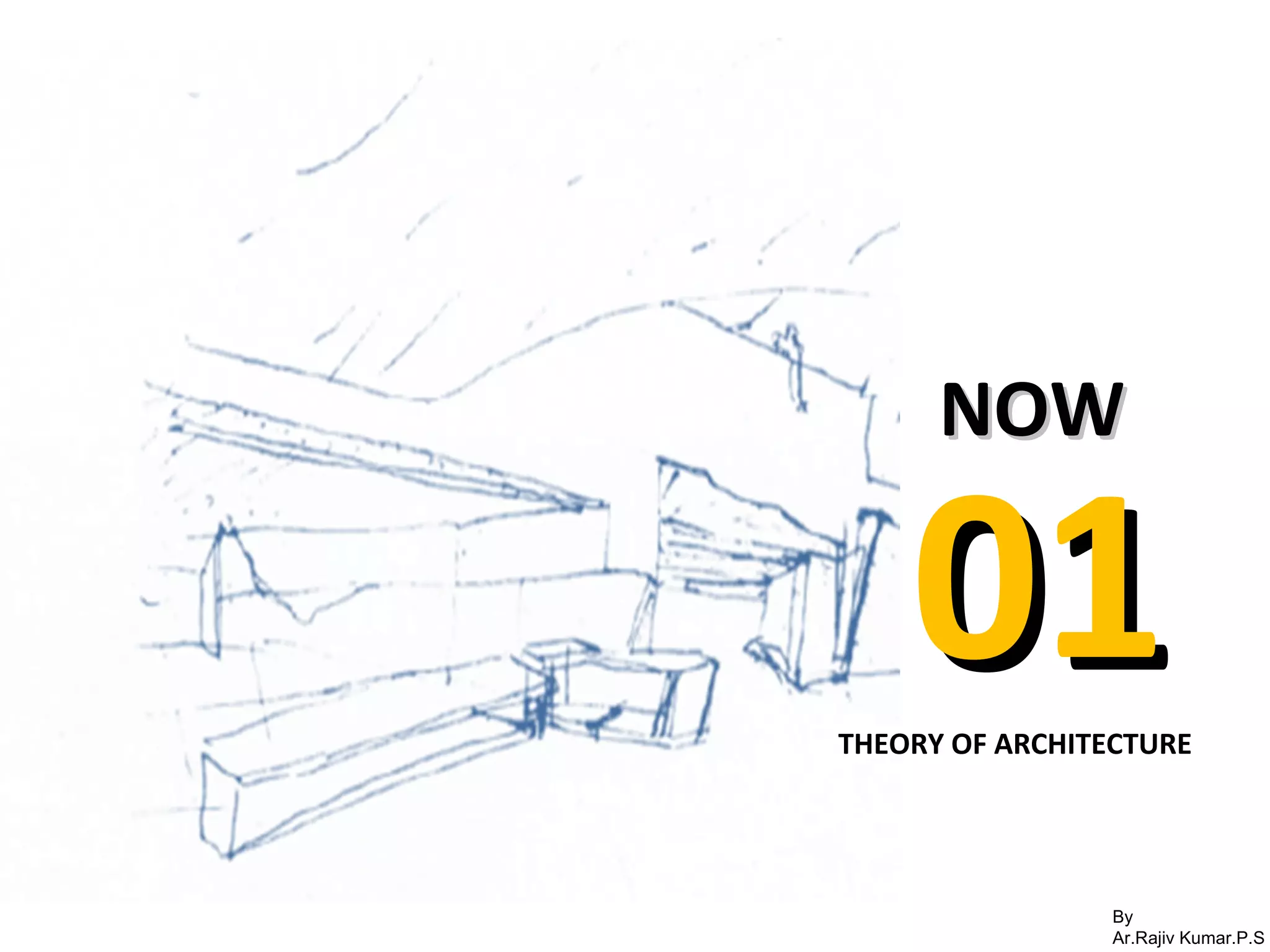 By
Ar.Rajiv Kumar.P.S
NOWNOW
0101THEORY OF ARCHITECTURE
 