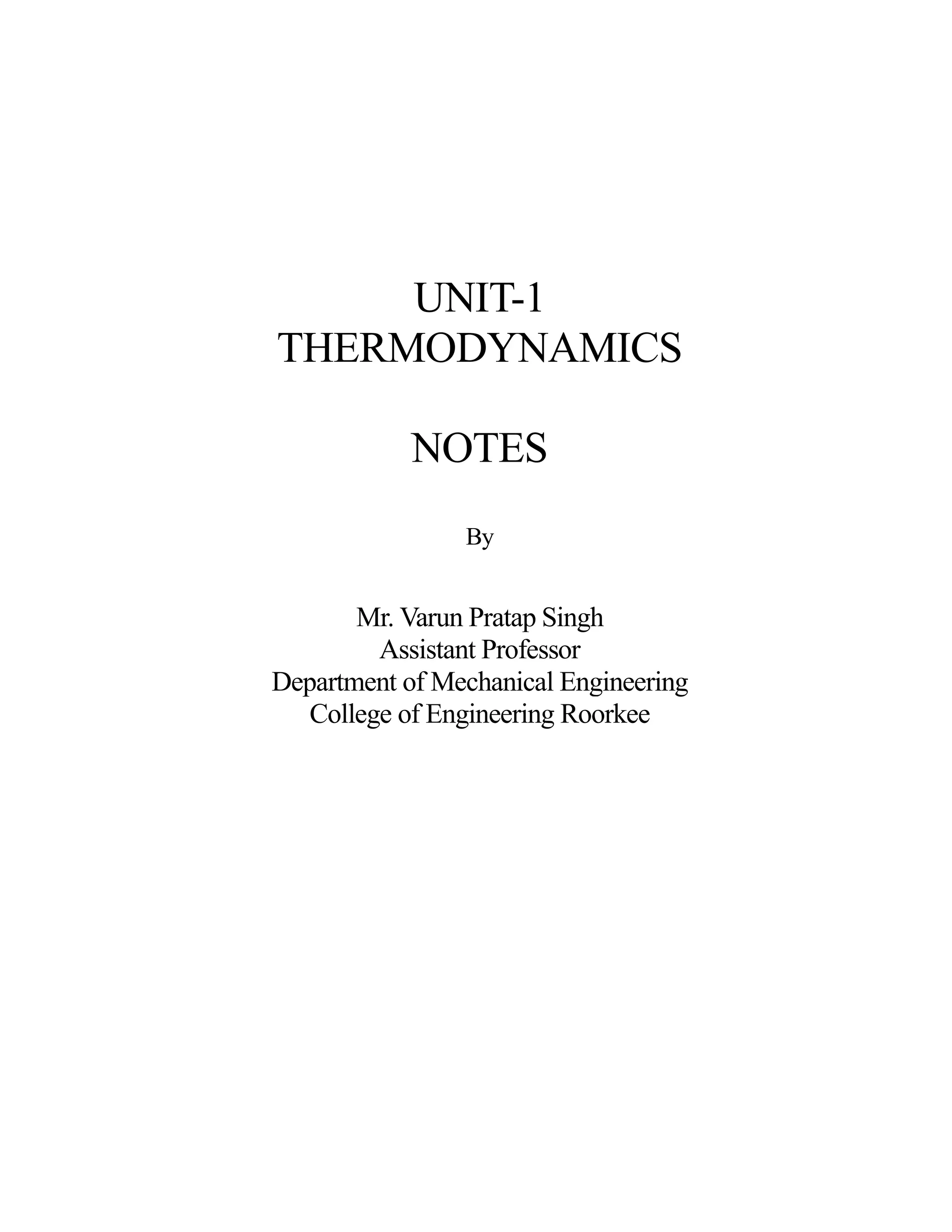 Unit 1 thermodynamics by varun pratap singh (2020-21 Session)