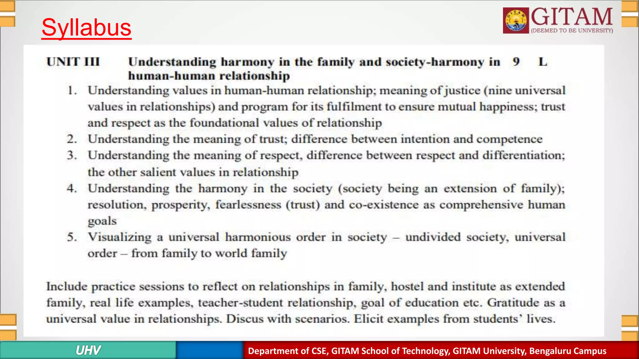 Syllabus
Department of CSE, GITAM School of Technology, GITAM University, Bengaluru Campus
 