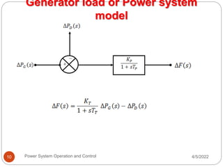 Generator load or Power system
model
4/5/2022
Power System Operation and Control
10
 