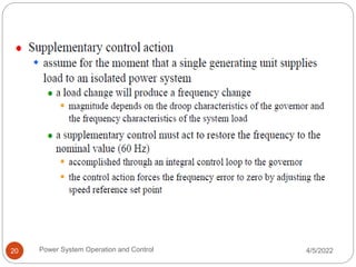 4/5/2022
Power System Operation and Control
20
 