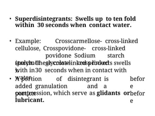 Super Disintegrant Examples Unit-2-1-Tablets-PPT pharmaceutics pharmacy | PPTX