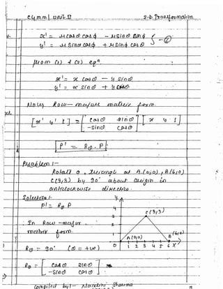 Notes 2D-Transformation Unit 2 Computer graphics | PDF