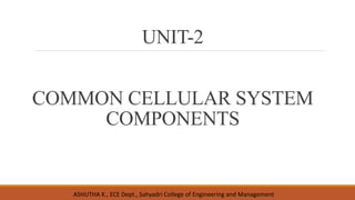UNIT-2
COMMON CELLULAR SYSTEM
COMPONENTS
ASHUTHA K., ECE Dept., Sahyadri College of Engineering and Management
 
