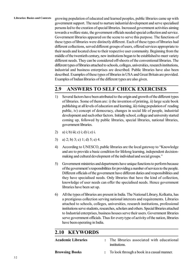 Types of Libraries and their functions