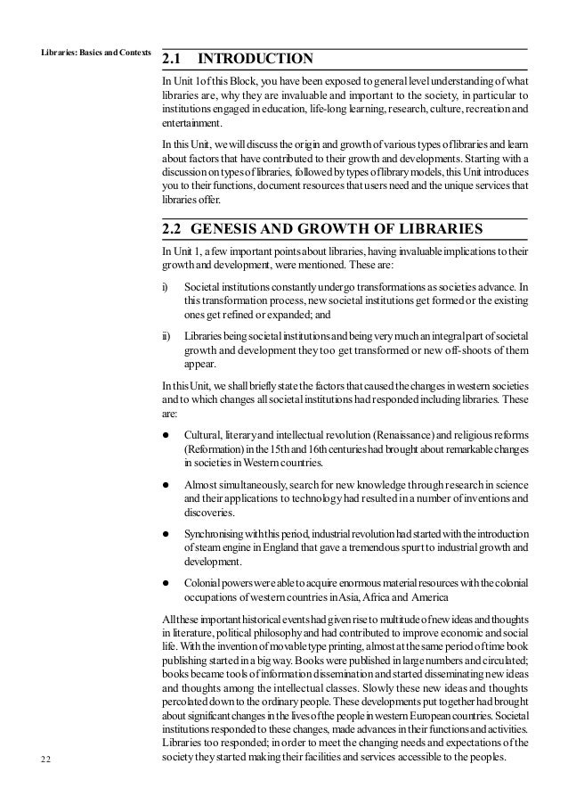 Types of Libraries and their functions