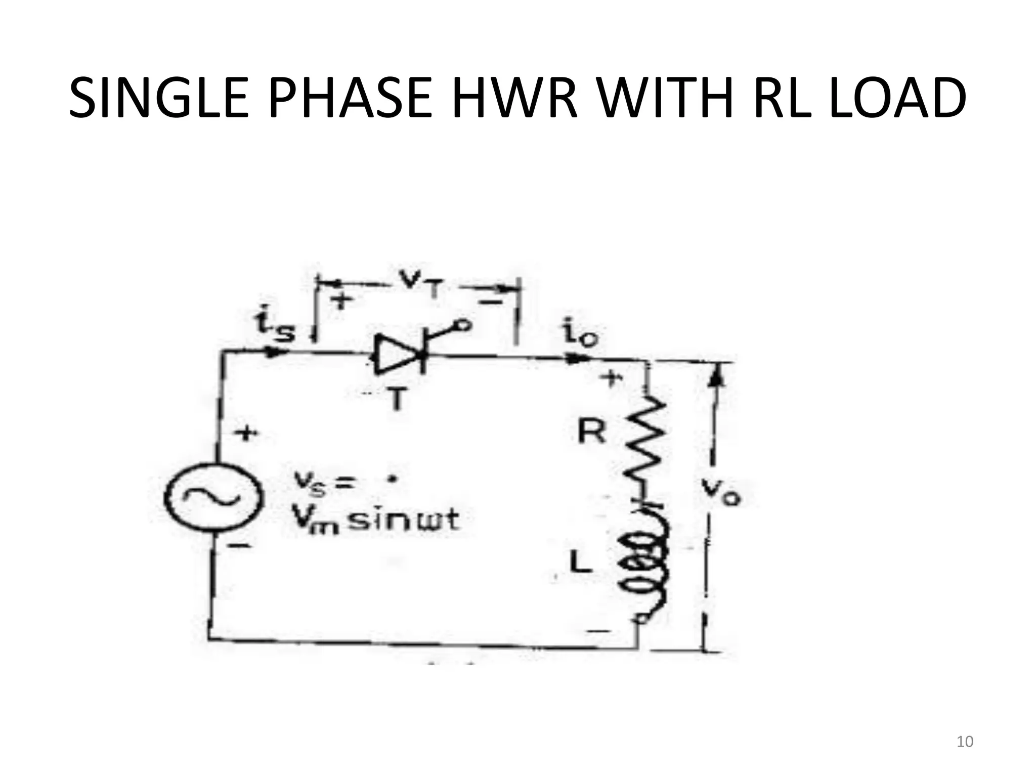 SINGLE PHASE HWR WITH RL LOAD
10
 