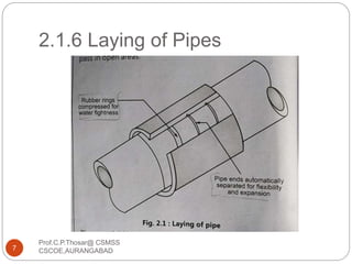 2.1.6 Laying of Pipes
7
Prof.C.P.Thosar@ CSMSS
CSCOE,AURANGABAD
 