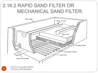 2.16.2 RAPID SAND FILTER OR
MECHANICAL SAND FILTER.
70
Prof.C.P.Thosar@ CSMSS
CSCOE,AURANGABAD
 