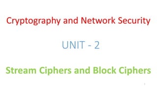 CNS - Unit - 2 - Stream Ciphers and Block Ciphers