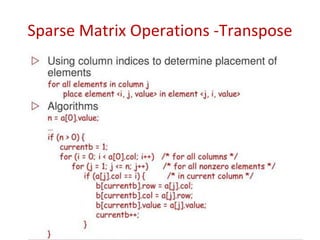 Sparse Matrix Operations -Transpose
 