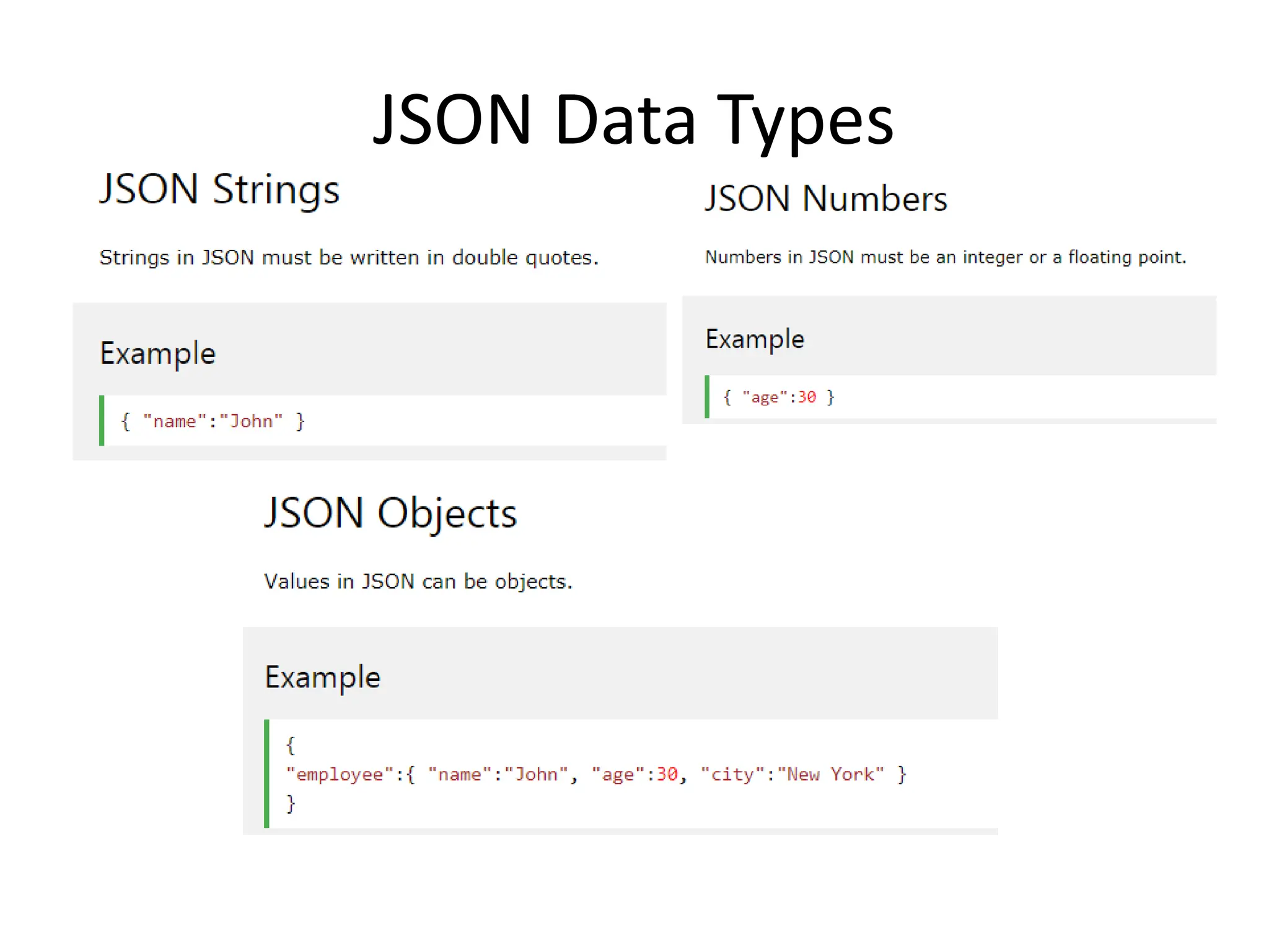 JSON Data Types
 