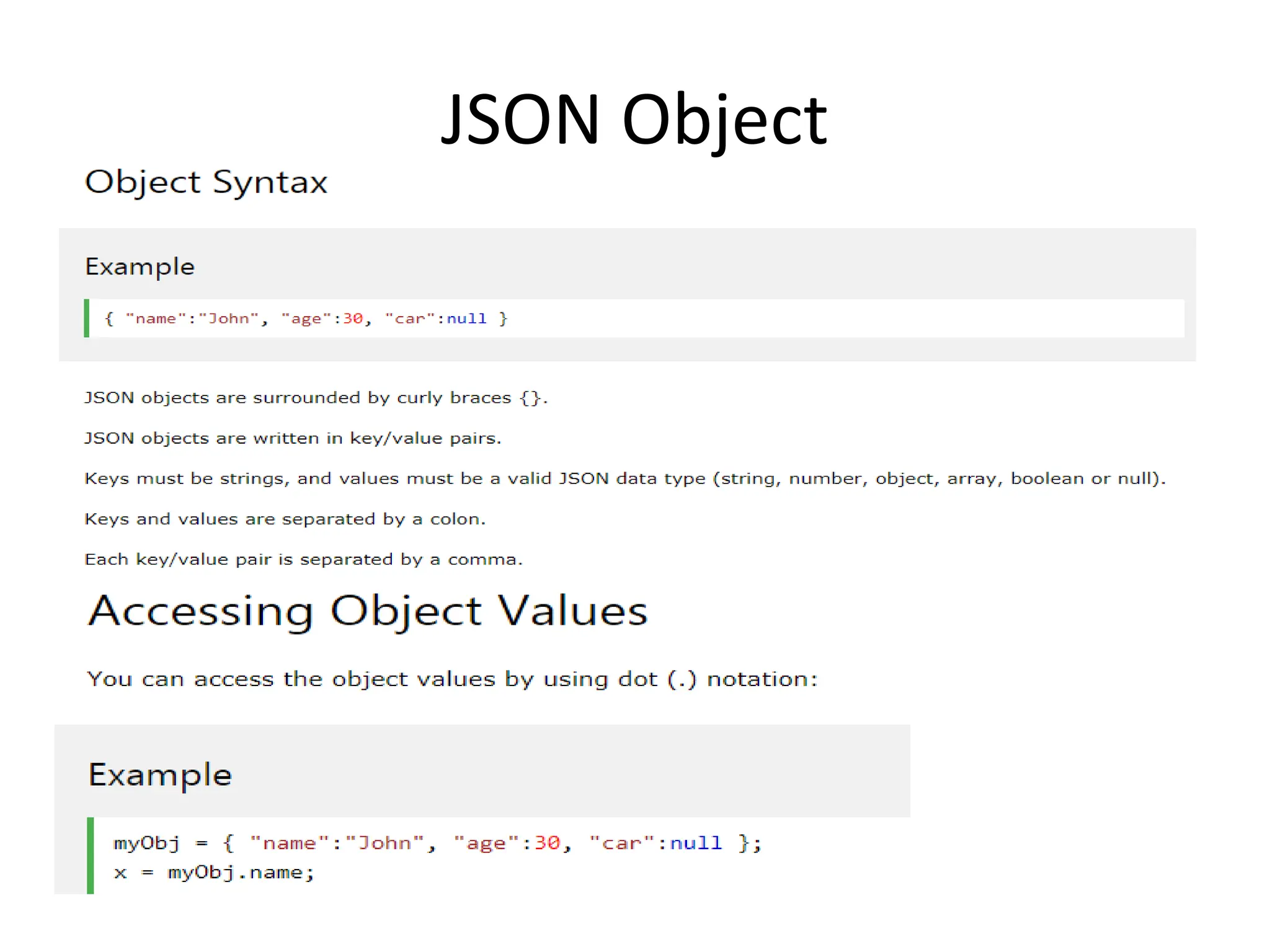 JSON Object
 