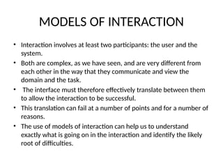 INTERACTION AND INTERFACES MODEL OF THE INTERACTION | PPTX