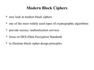 Block Ciphers Data Encryption Advanced Encryption | PPTX