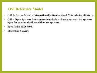 Unit-2: Network Models--OSI Reference Model, TCP/IP Reference Model | PPTX