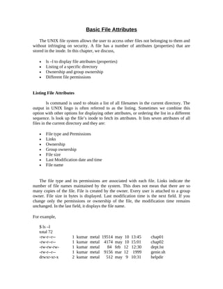 Ordinary File unit- 2.pdf Handling ordinary file and file attribute | PDF