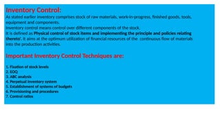 Material Control Example Unit - 2 - Material Control and Levels of Material Control.pptx