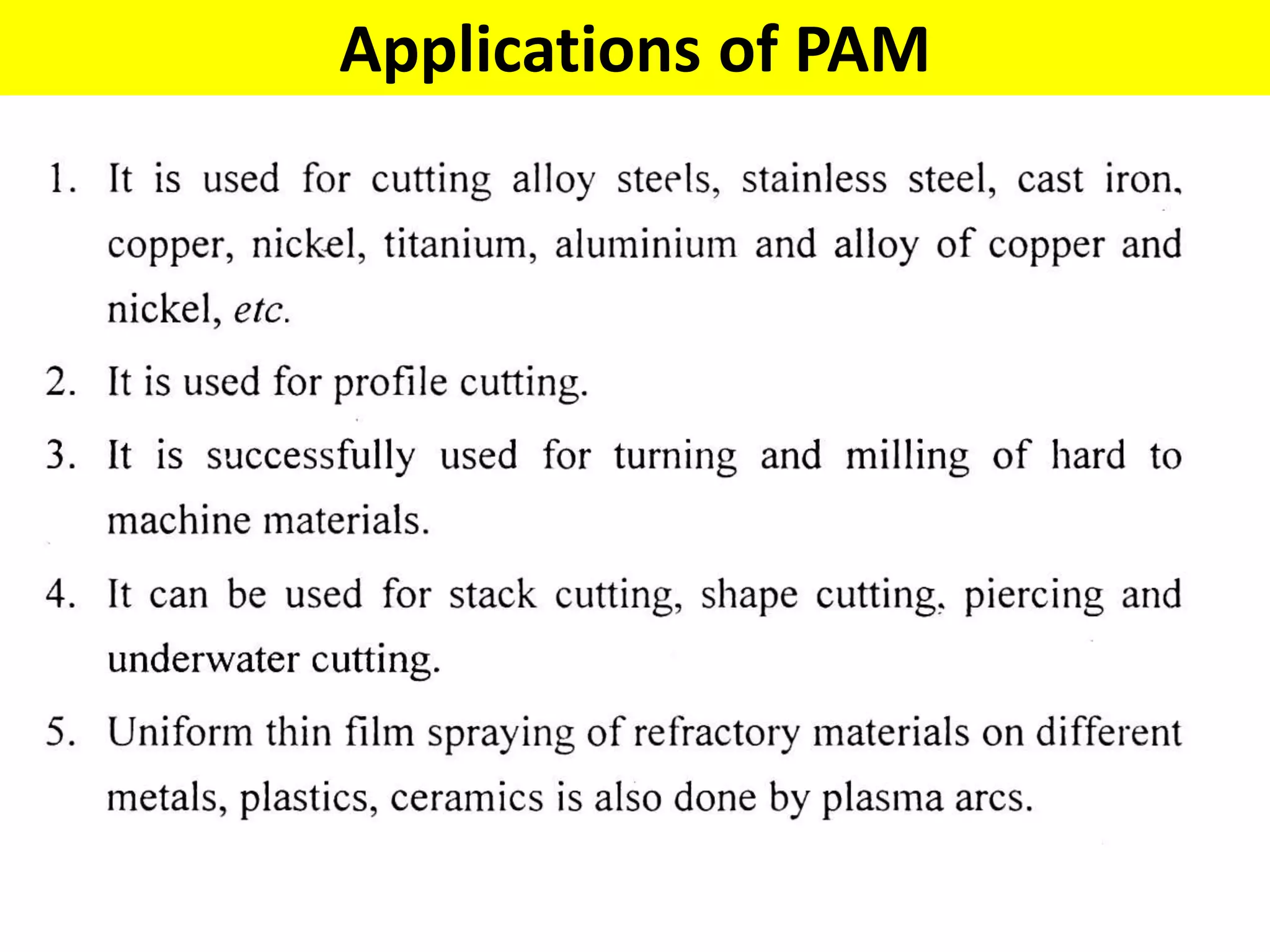 Applications of PAM
 