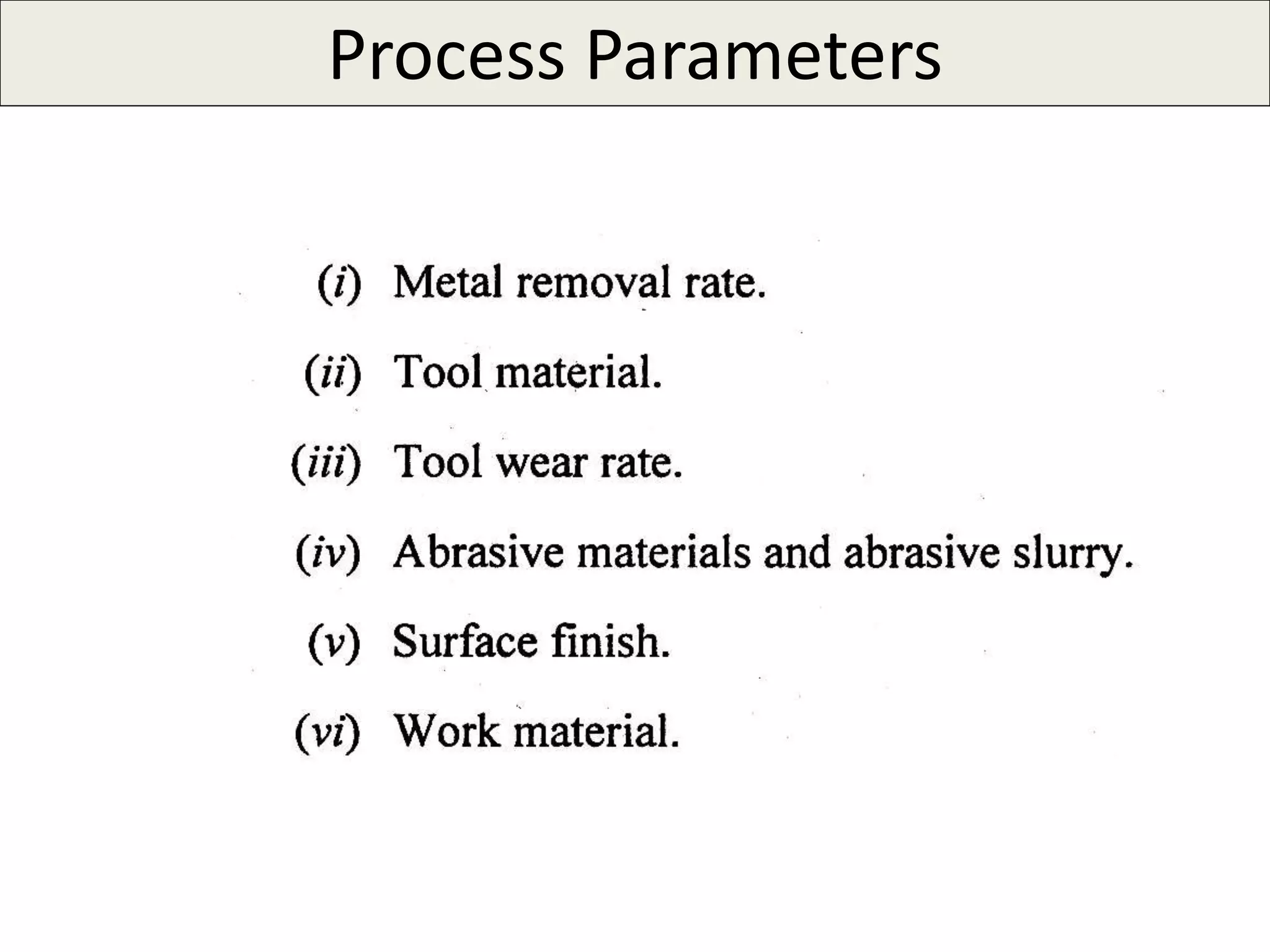 Process Parameters
 