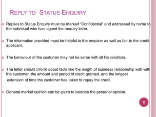 credit and status enquiry letter