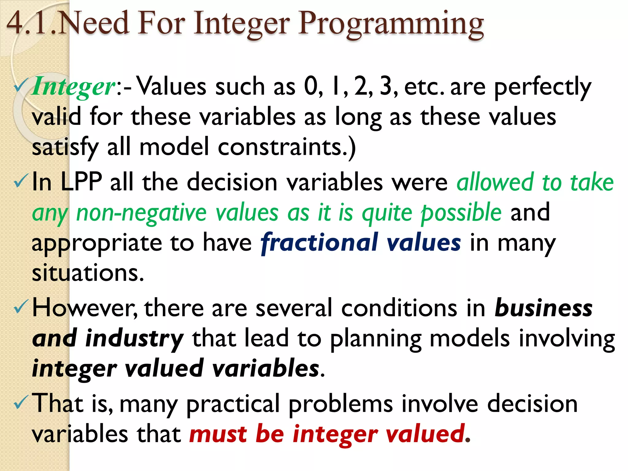 Unit.4.integer programming | PPT | Free Download