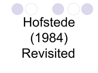Hofstede (1984) Revisited   