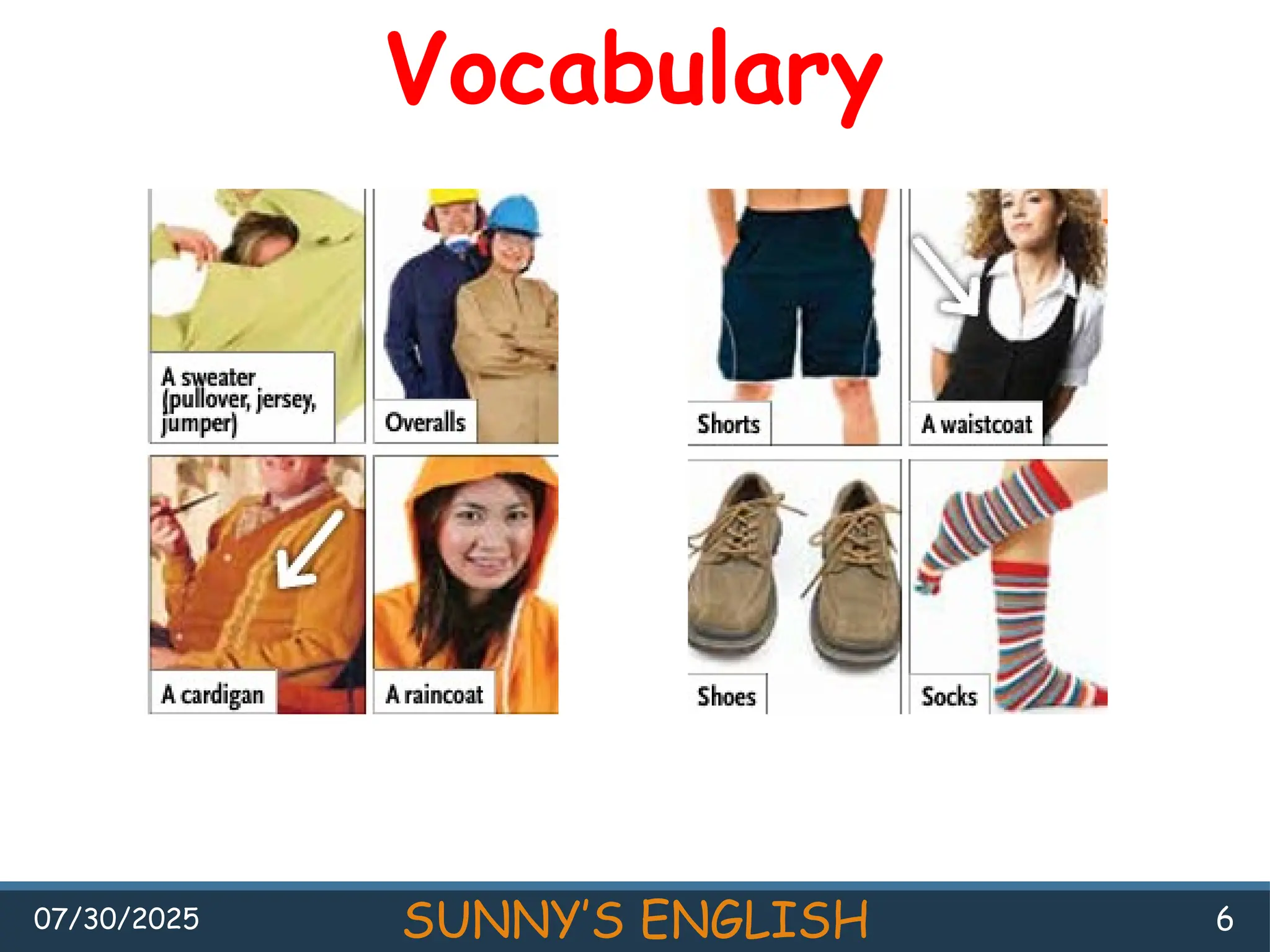 07/30/2025 SUNNY’S ENGLISH 6
Vocabulary
 