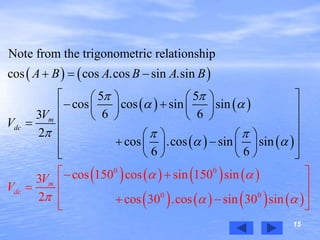 15
   
   
   
       
   
0 0
0
Note from the trigonometric relationship
cos cos .cos sin .sin
5 5
cos cos sin sin
6 63
2
co
cos 150 cos sin 150 sin3
2 cos 30
s .cos sin sin
6 6
.cos
m
dc
m
dc
A
V
V
B A B A B
V
V
 
 
  




 
  
    
     
    
    
     
   





    0
sin 30 sin 
 
 
 
 
 