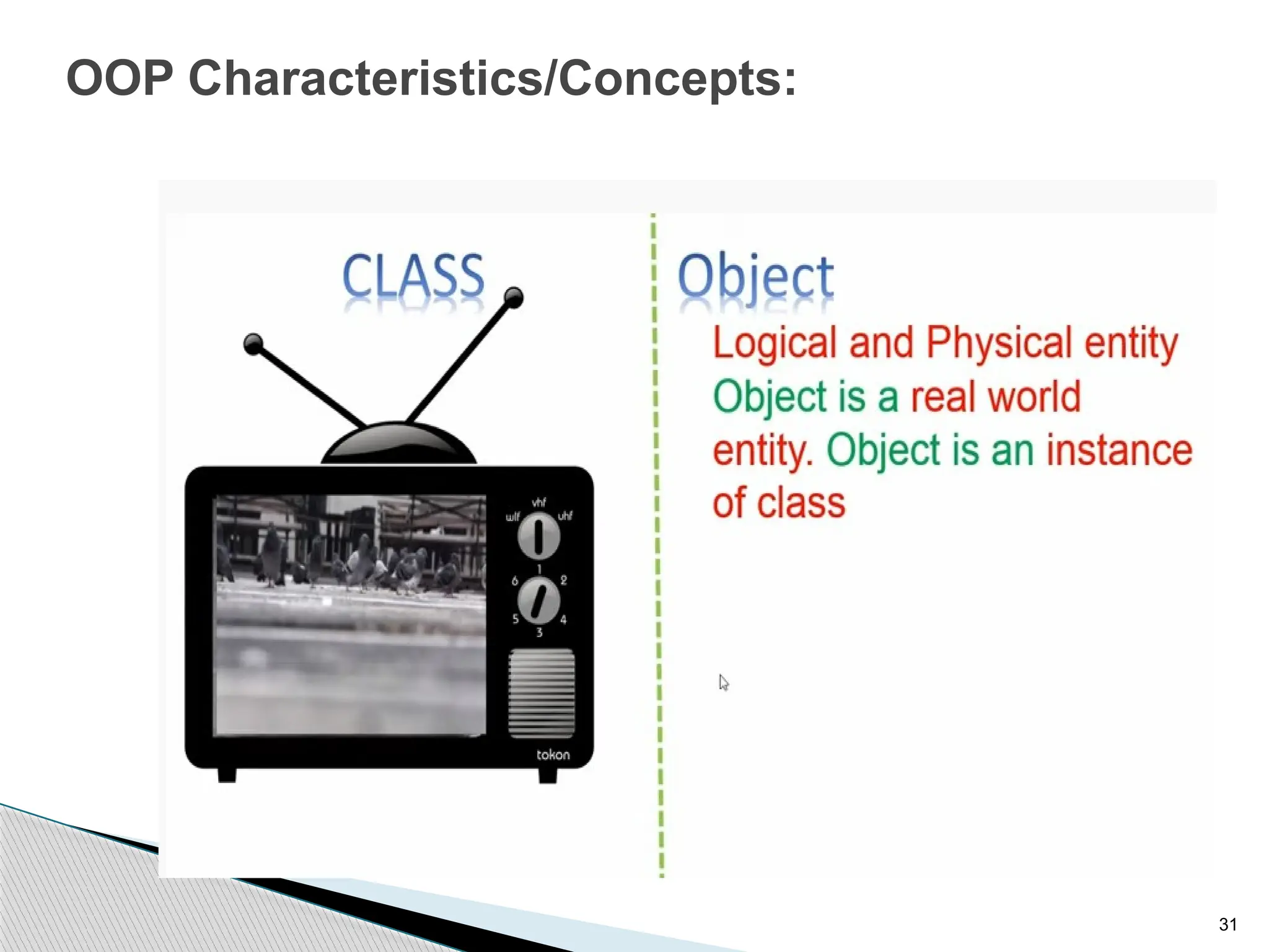 31
OOP Characteristics/Concepts:
 