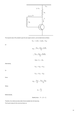 7KHUHTXLUHGYDOXHRI 5
7KHUHTXLUHGYDOXHRI 5
7KHUHTXLUHGYDOXHRI5 QHHGHGWRJLYHWKH]HURVLJQDOFXUUHQW,
QHHGHGWRJLYHWKH]HURVLJQDOFXUUHQW,
QHHGHGWRJLYHWKH]HURVLJQDOFXUUHQW, FDQEHGHWHUPLQHG DV IROORZV
FDQ EH GHWHUPLQHG DV IROORZV
FDQEHGHWHUPLQHGDVIROORZV
2U
2U
6LQFH
6LQFH
$OWHUQDWLYHO
$OWHUQDWLYHO
2U
2U
6LQFH
6LQFH
:KHUH
:KHUH
0DWKHPDWLFDOO
0DWKHPDWLFDOO
6WDELOLWIDFWRU
6WDELOLWIDFWRU
7KHUHIRUHWKLVPHWKRGSURYLGHVEHWWHUWKHUPDOVWDELOLWWKDQWKHIL[HGELDV
7KHUHIRUHWKLVPHWKRGSURYLGHVEHWWHUWKHUPDOVWDELOLWWKDQWKHIL[HGELDV
7KH4SRLQWYDOXHVIRUWKHFLUFXLWDUHVKRZQDV
7KH4SRLQWYDOXHVIRUWKHFLUFXLWDUHVKRZQDV
5%
%
% 

 