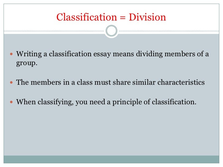 Classifications essay