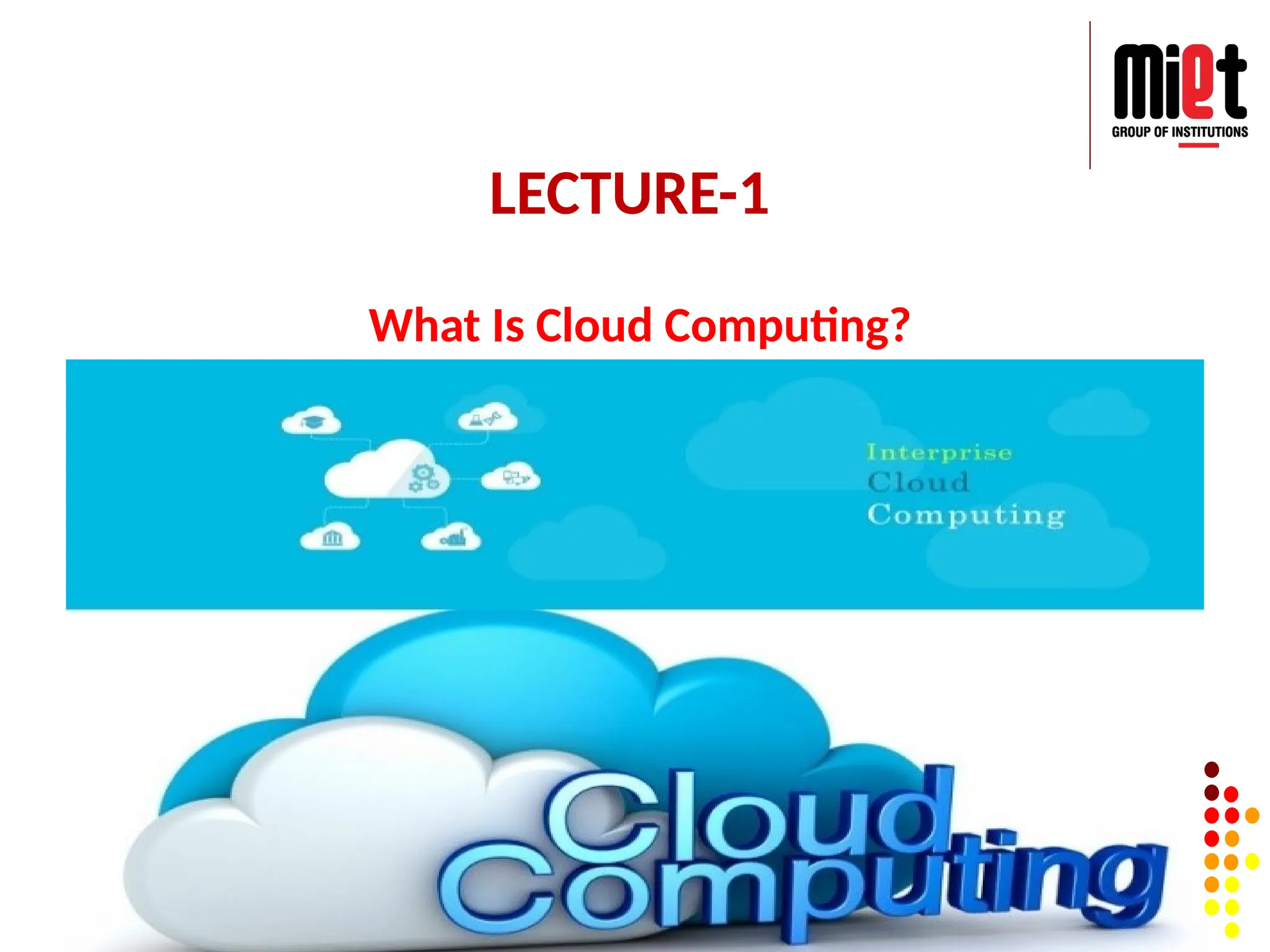 What Is Cloud Computing?
LECTURE-1
 