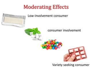 Moderating Effects
Low-involvement consumer
Variety seeking consumer
consumer involvement
 