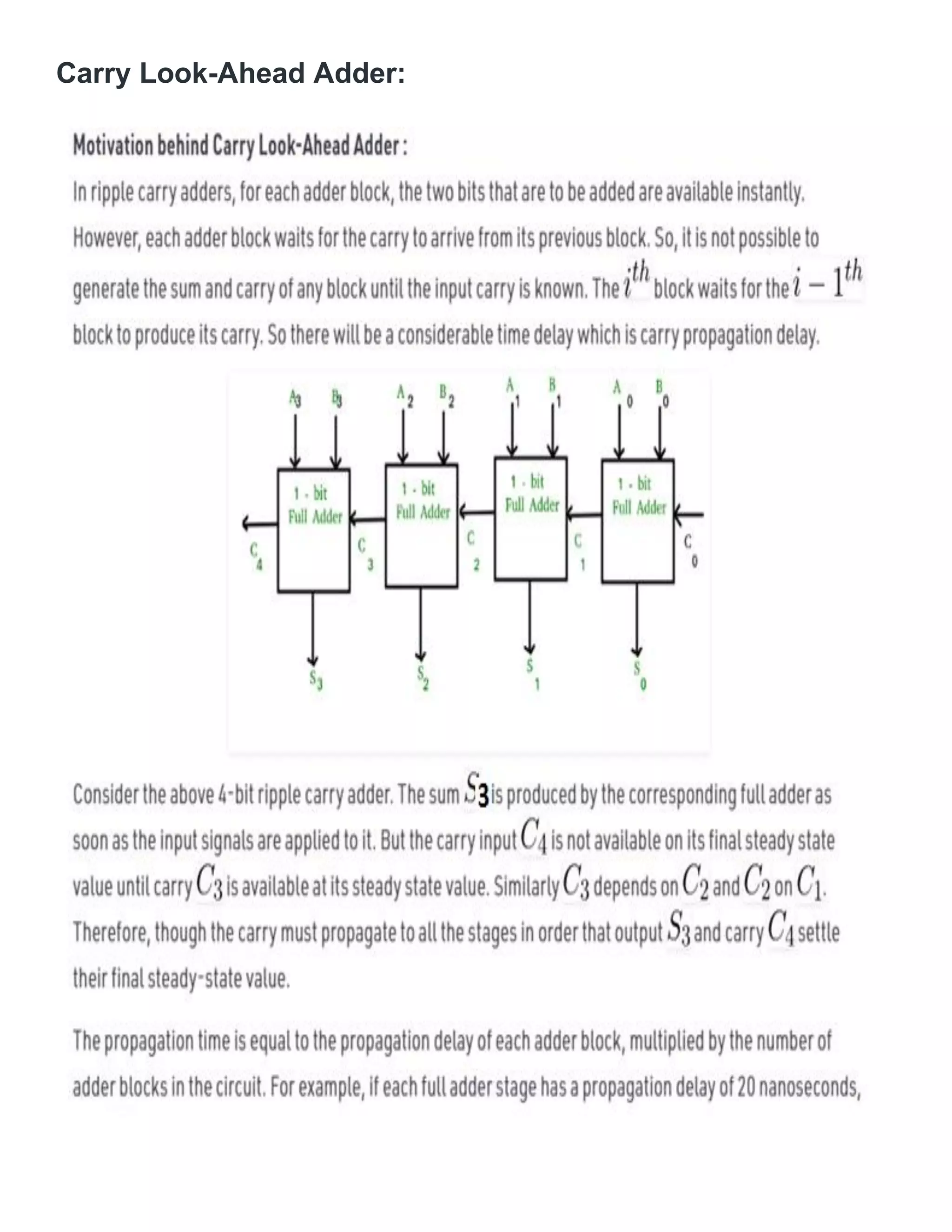Carry Look-Ahead Adder:
 