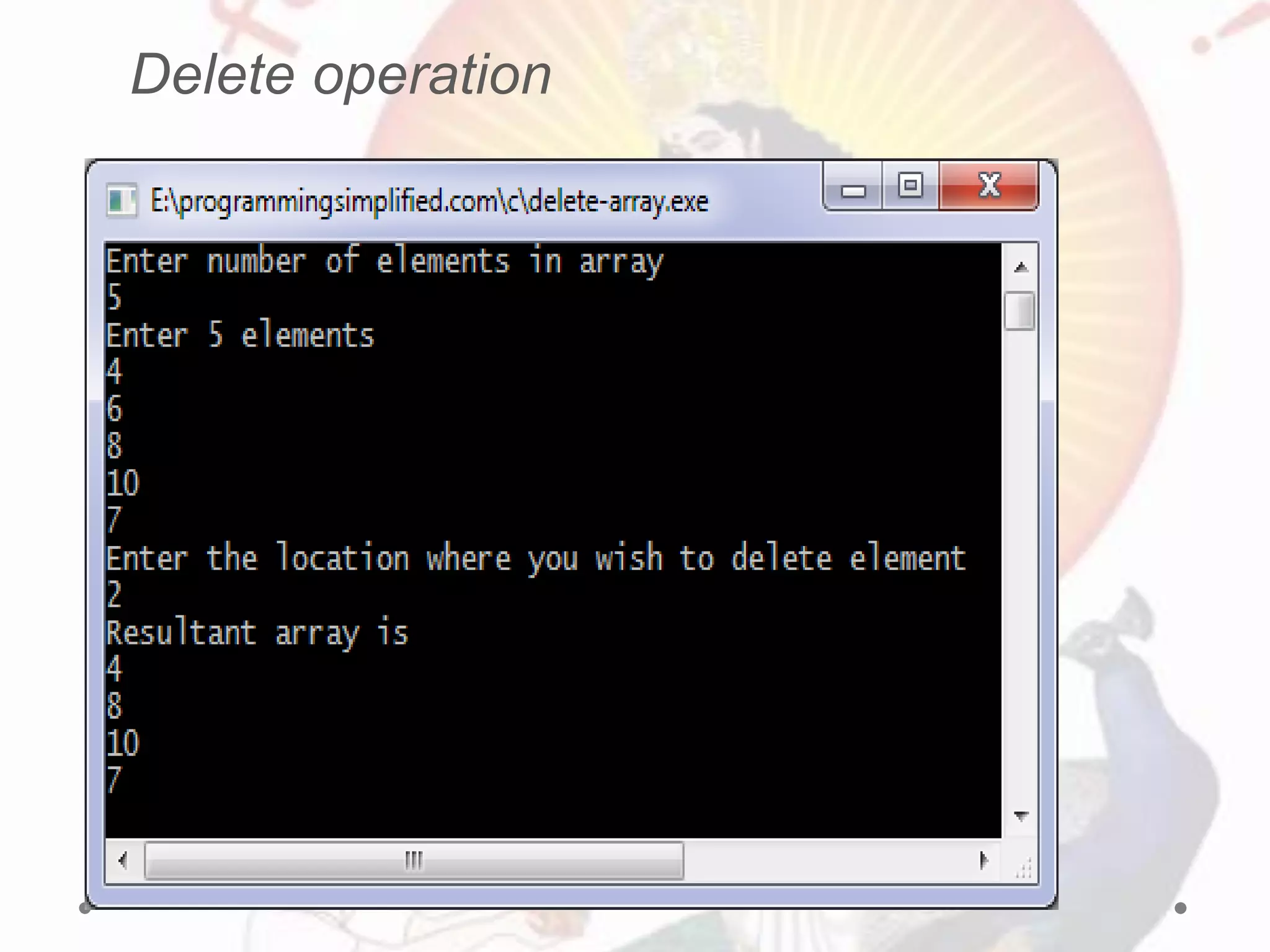 Delete operation
 