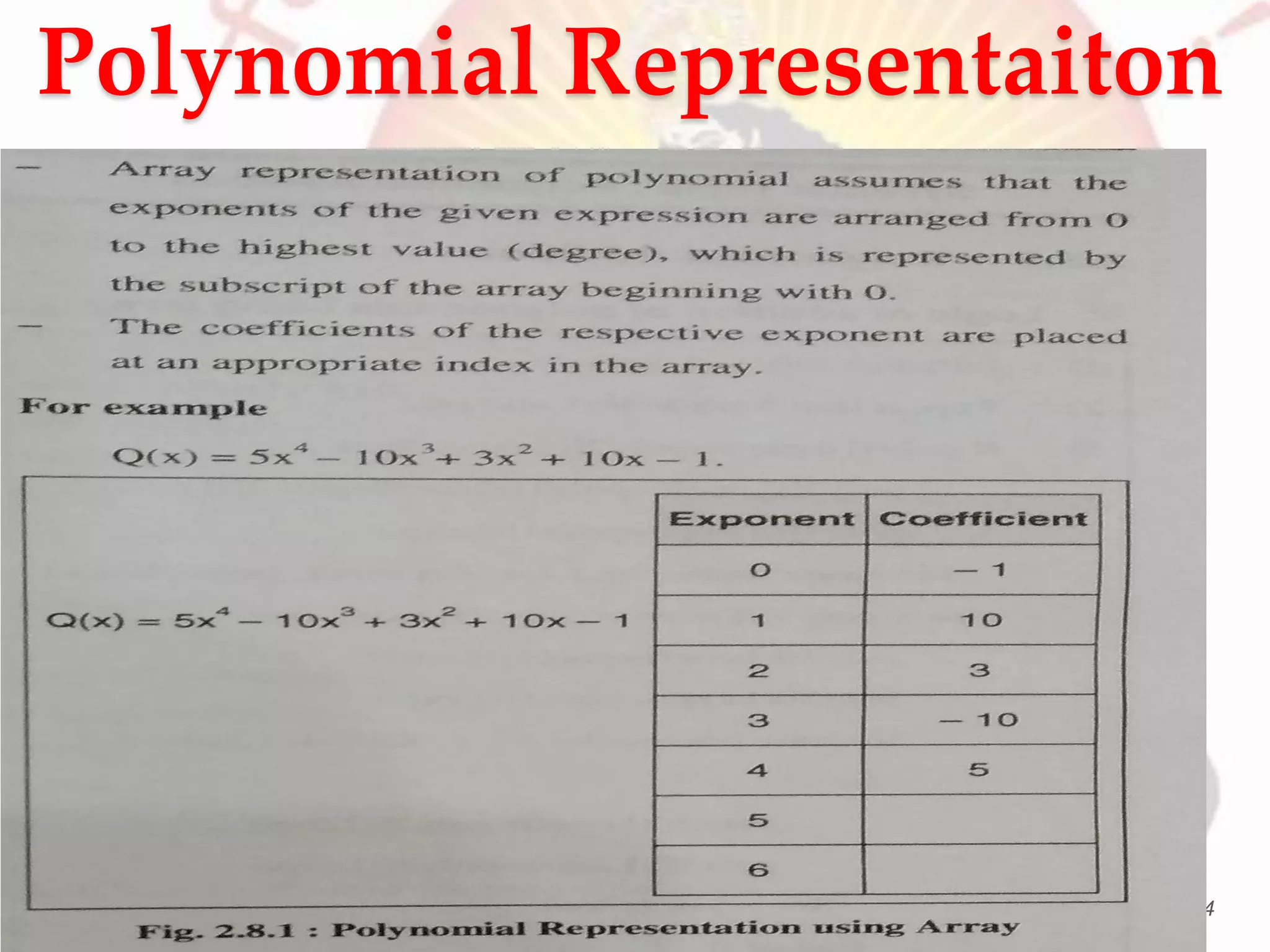 Polynomial Representaiton
PROF. ANAND GHARU 64
 