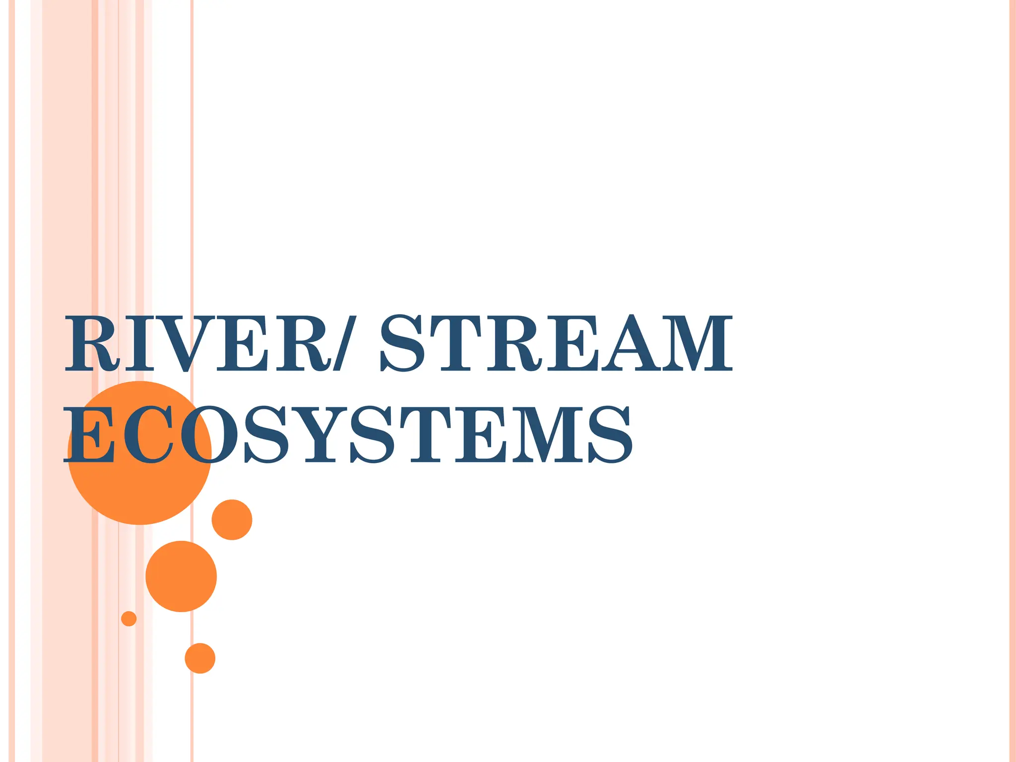 RIVER/ STREAM
ECOSYSTEMS
 