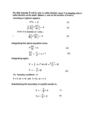 Integrating the above equation once,
Integrating again,
Substituting the boundary in eqn(6) results in,
 