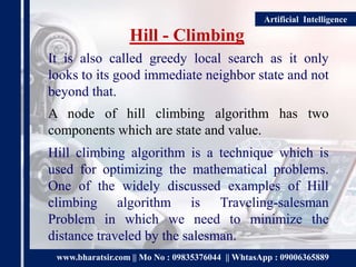 Hill Climbing Algorithm in Artificial Intelligence | PPTX